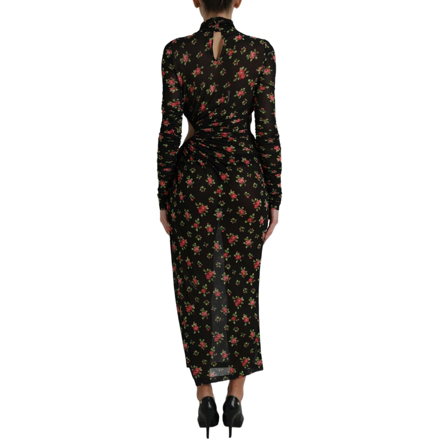 Dolce & Gabbana Black Floral Cut Out Sheath Long Maxi Dress Dolce & Gabbana