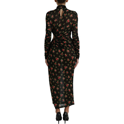 Dolce & Gabbana Black Floral Cut Out Sheath Long Maxi Dress Dolce & Gabbana