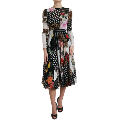 Dolce & Gabbana Multicolor Patchwork Floral Leopard Dress