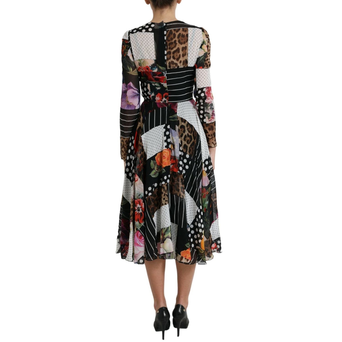 Dolce & Gabbana Multicolor Patchwork Floral Leopard Dress