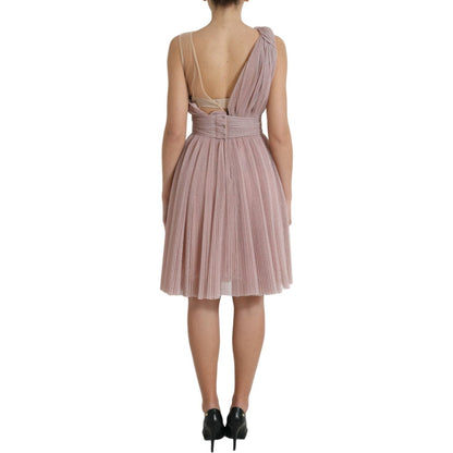 Dolce & Gabbana Pink One Shoulder Pleated Lame Tulle Dress Dolce & Gabbana