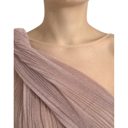 Dolce & Gabbana Pink One Shoulder Pleated Lame Tulle Dress Dolce & Gabbana