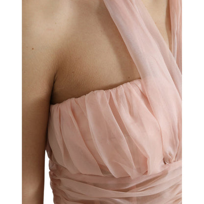 Dolce & Gabbana Pink Silk Chiffon Halter A-line Pleated Midi Dress Dolce & Gabbana