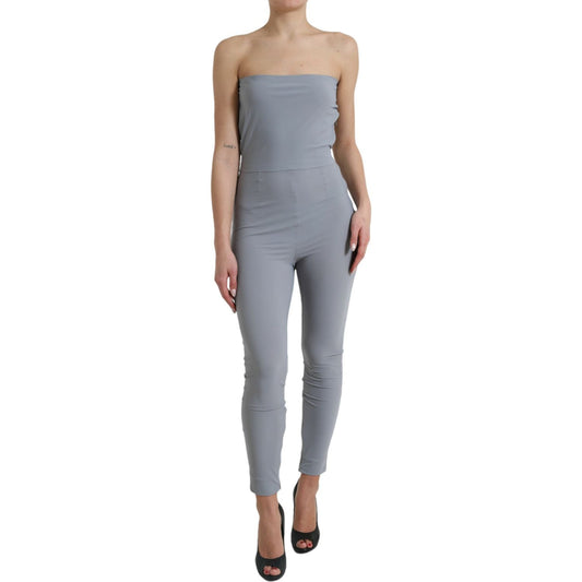 Dolce & Gabbana Gray Nylon Strapless Bodycon Jumpsuit Dress Dolce & Gabbana