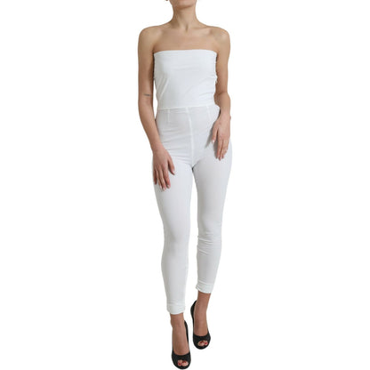 Dolce & Gabbana White Nylon Strapless Bodycon Jumpsuit Dress Dolce & Gabbana