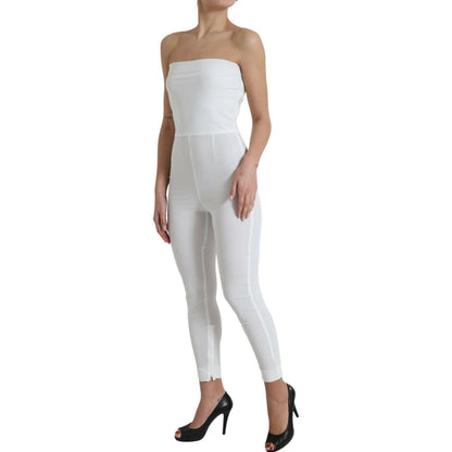 Dolce & Gabbana White Nylon Strapless Bodycon Jumpsuit Dress Dolce & Gabbana