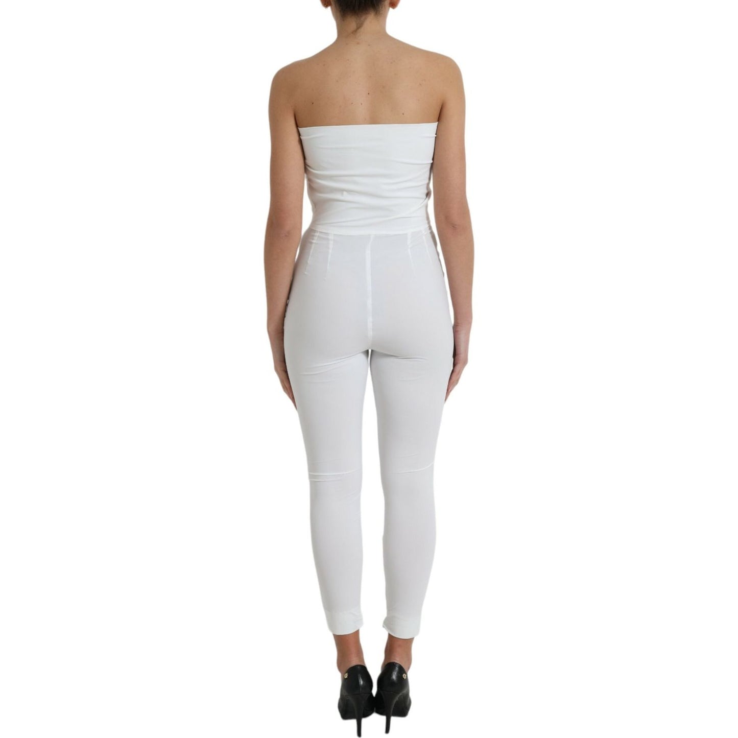 Dolce & Gabbana White Nylon Strapless Bodycon Jumpsuit Dress Dolce & Gabbana