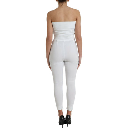 Dolce & Gabbana White Nylon Strapless Bodycon Jumpsuit Dress Dolce & Gabbana