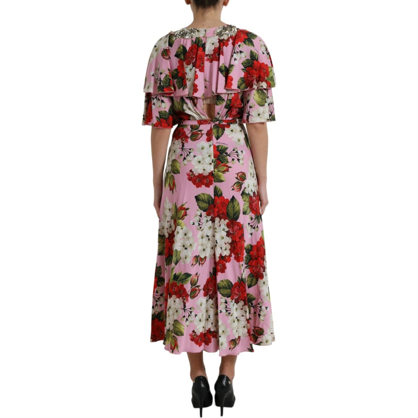 Dolce & Gabbana Multicolor Floral Crystal Embellished A-line Dress Dolce & Gabbana