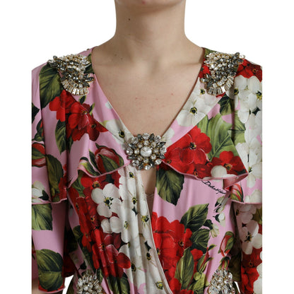 Dolce & Gabbana Multicolor Floral Crystal Embellished A-line Dress Dolce & Gabbana
