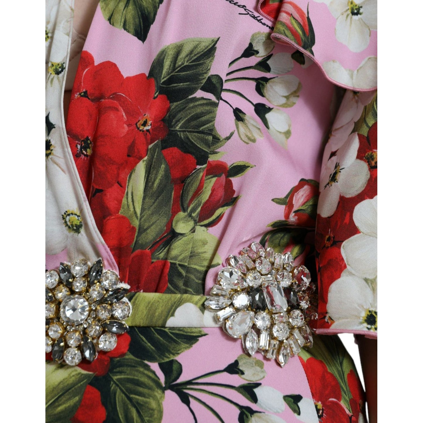 Dolce & Gabbana Multicolor Floral Crystal Embellished A-line Dress Dolce & Gabbana