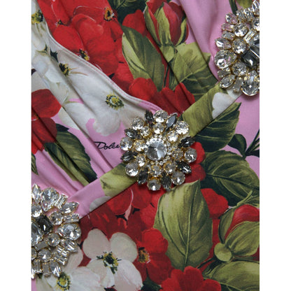 Dolce & Gabbana Multicolor Floral Crystal Embellished A-line Dress Dolce & Gabbana