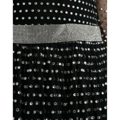 Dolce & Gabbana Black Crystal Embellished A-line Gown Dress