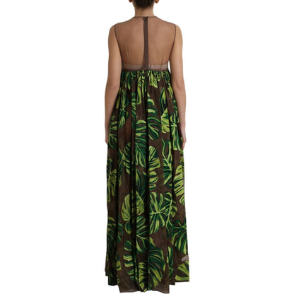 Dolce & Gabbana Green Banana Leaf Sleeveless Long Maxi Dress Dolce & Gabbana