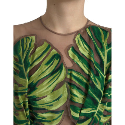 Dolce & Gabbana Green Banana Leaf Sleeveless Long Maxi Dress Dolce & Gabbana
