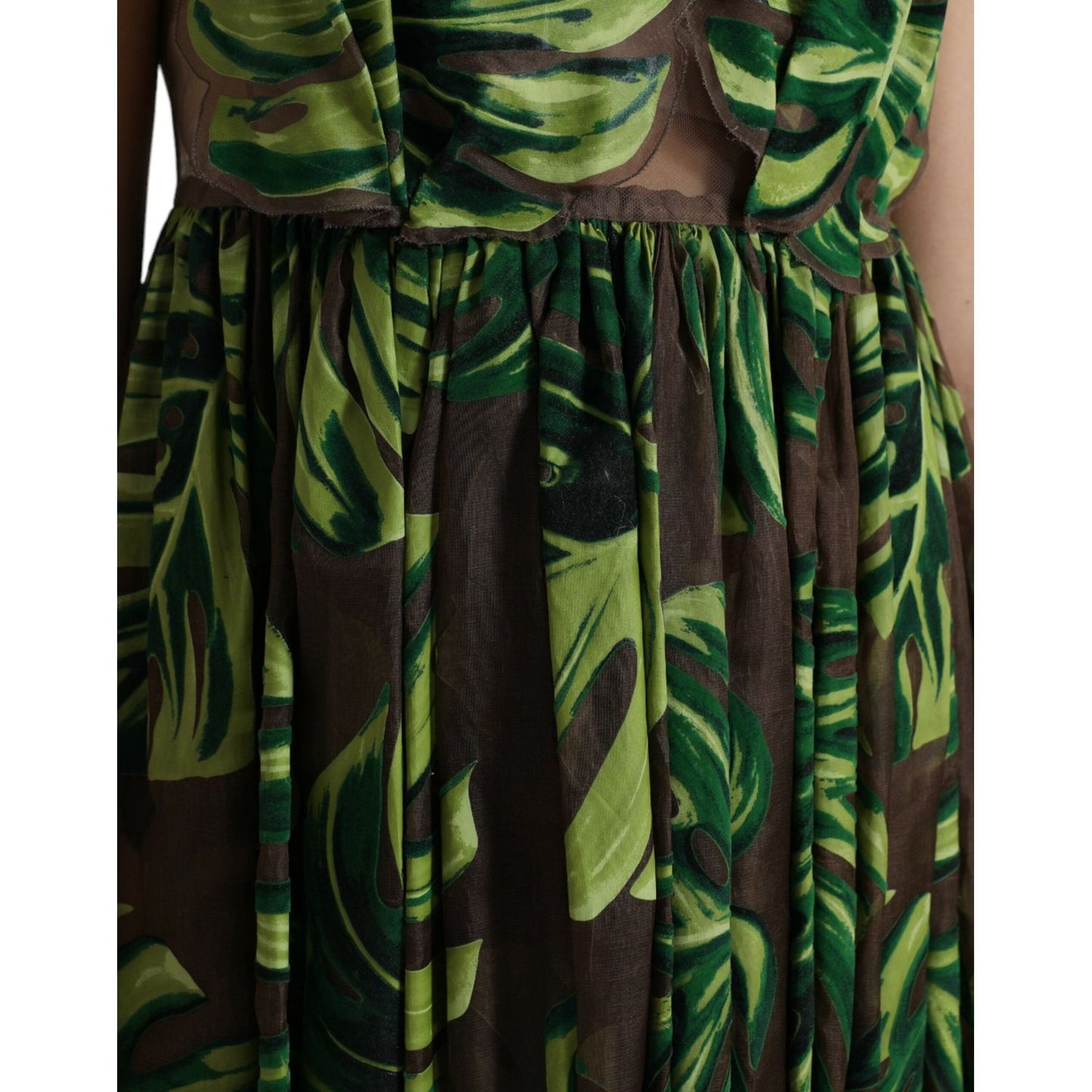 Dolce & Gabbana Green Banana Leaf Sleeveless Long Maxi Dress Dolce & Gabbana