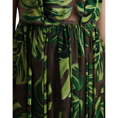 Dolce & Gabbana Green Banana Leaf Sleeveless Long Maxi Dress Dolce & Gabbana