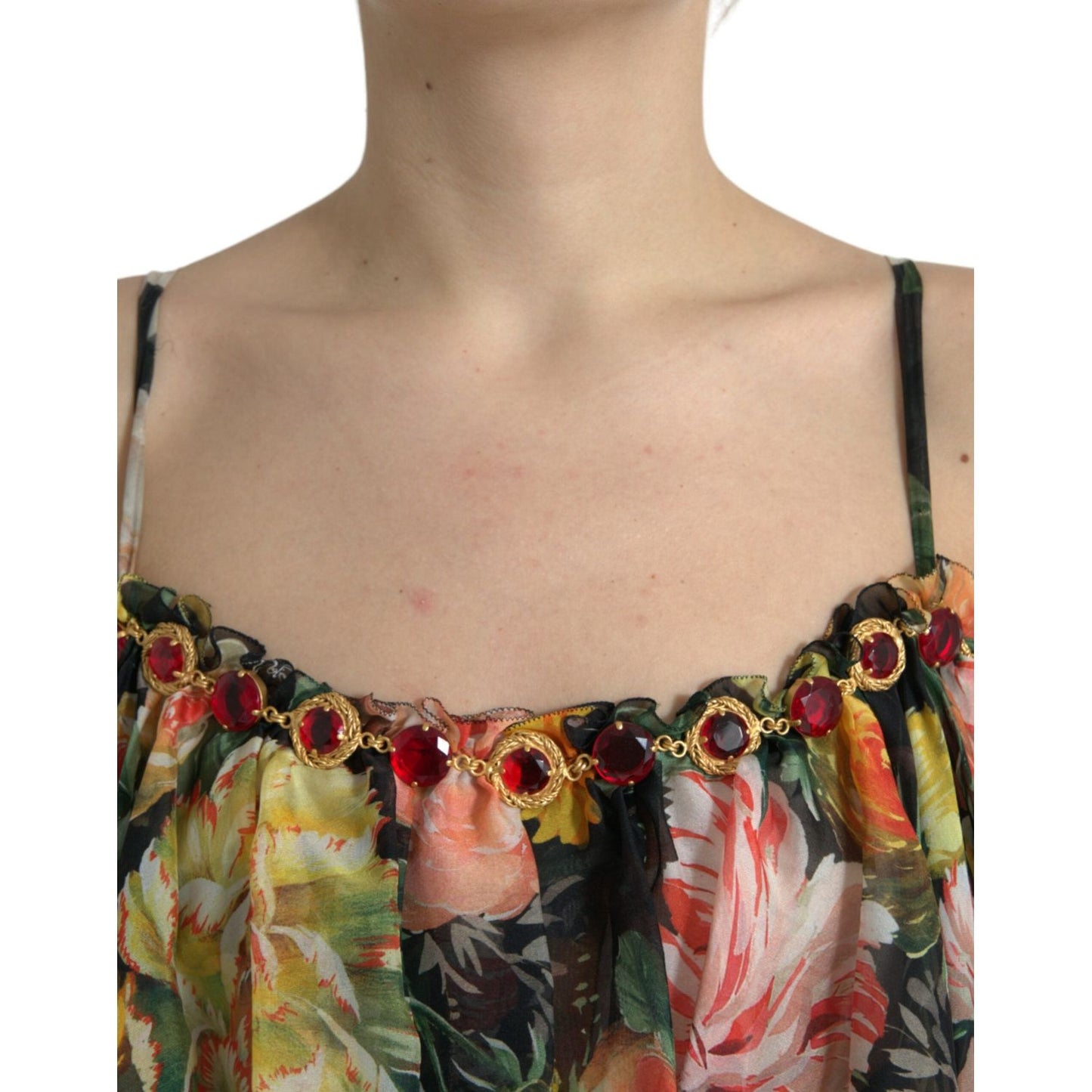 Dolce & Gabbana Multicolor Floral Chiffon Tiered Maxi Dress Dolce & Gabbana