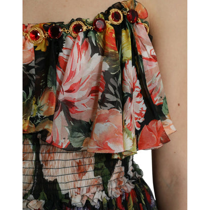 Dolce & Gabbana Multicolor Floral Chiffon Tiered Maxi Dress Dolce & Gabbana