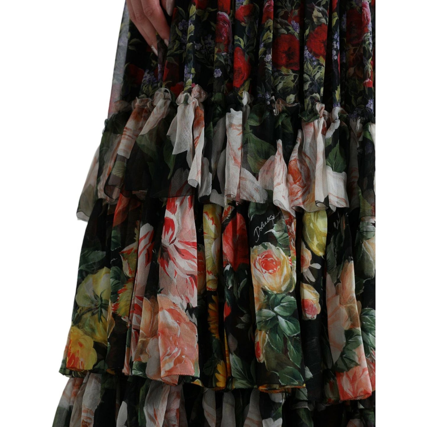Dolce & Gabbana Multicolor Floral Chiffon Tiered Maxi Dress Dolce & Gabbana