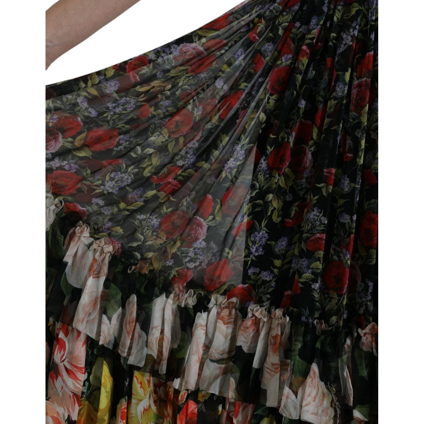 Dolce & Gabbana Multicolor Floral Chiffon Tiered Maxi Dress Dolce & Gabbana