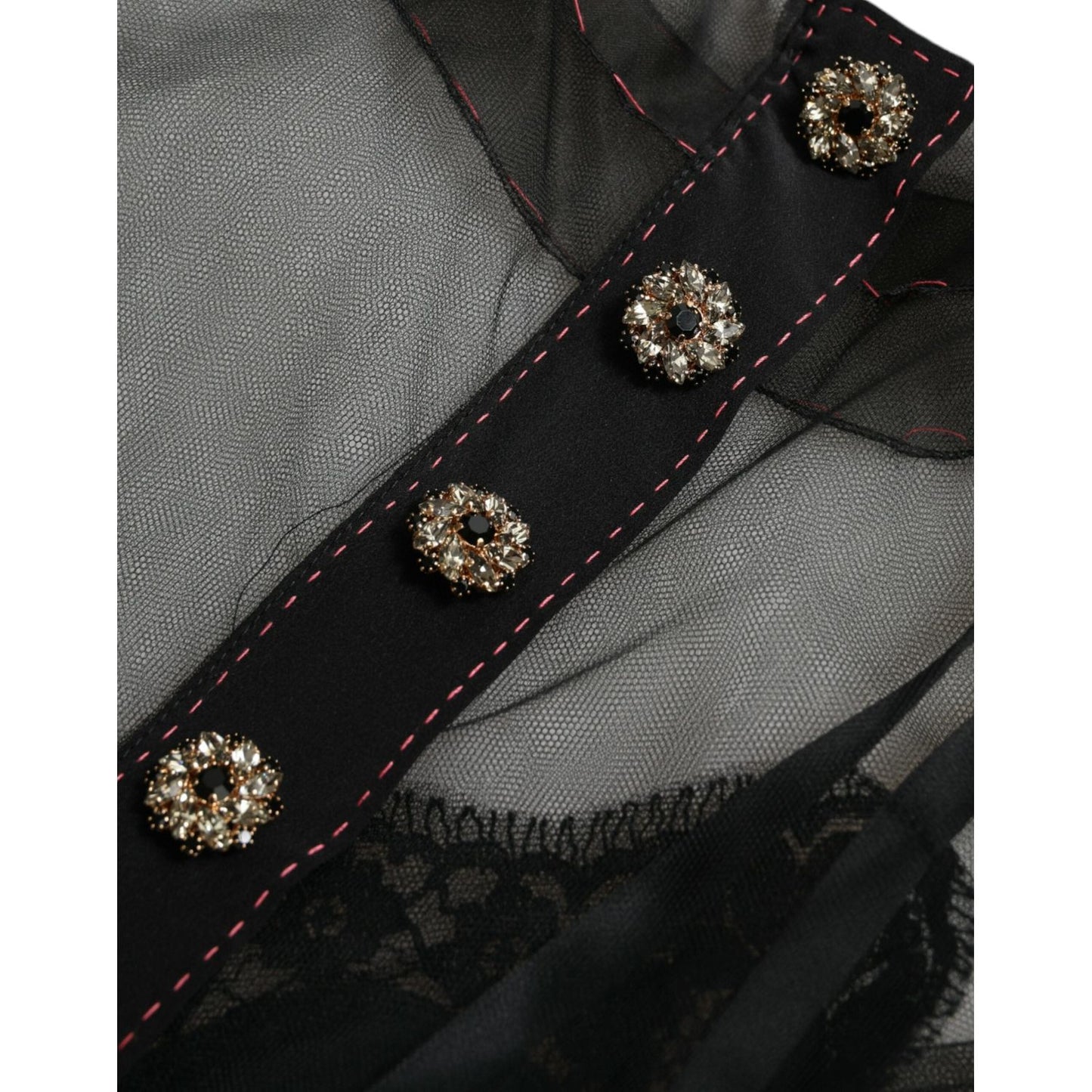 Dolce & Gabbana Black Floral Embroidery Mesh Tulle Gown Dress Dolce & Gabbana