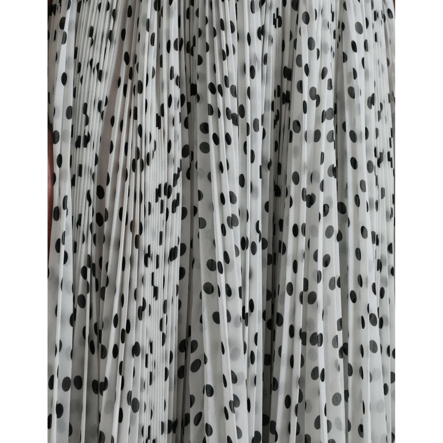 Dolce & Gabbana White Polka Dot A-line Pleated Maxi Dress Dolce & Gabbana