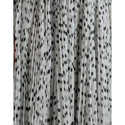Dolce & Gabbana White Polka Dot A-line Pleated Maxi Dress Dolce & Gabbana