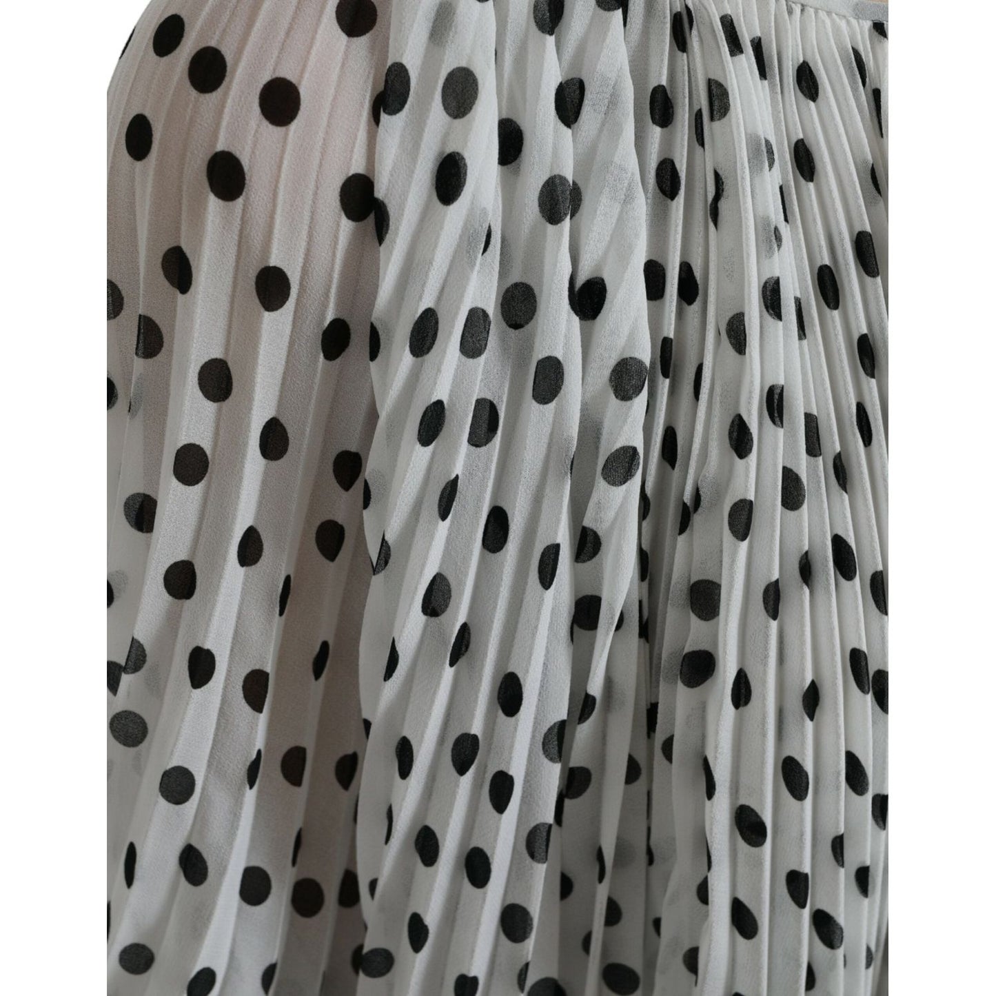 Dolce & Gabbana White Polka Dot A-line Pleated Maxi Dress Dolce & Gabbana