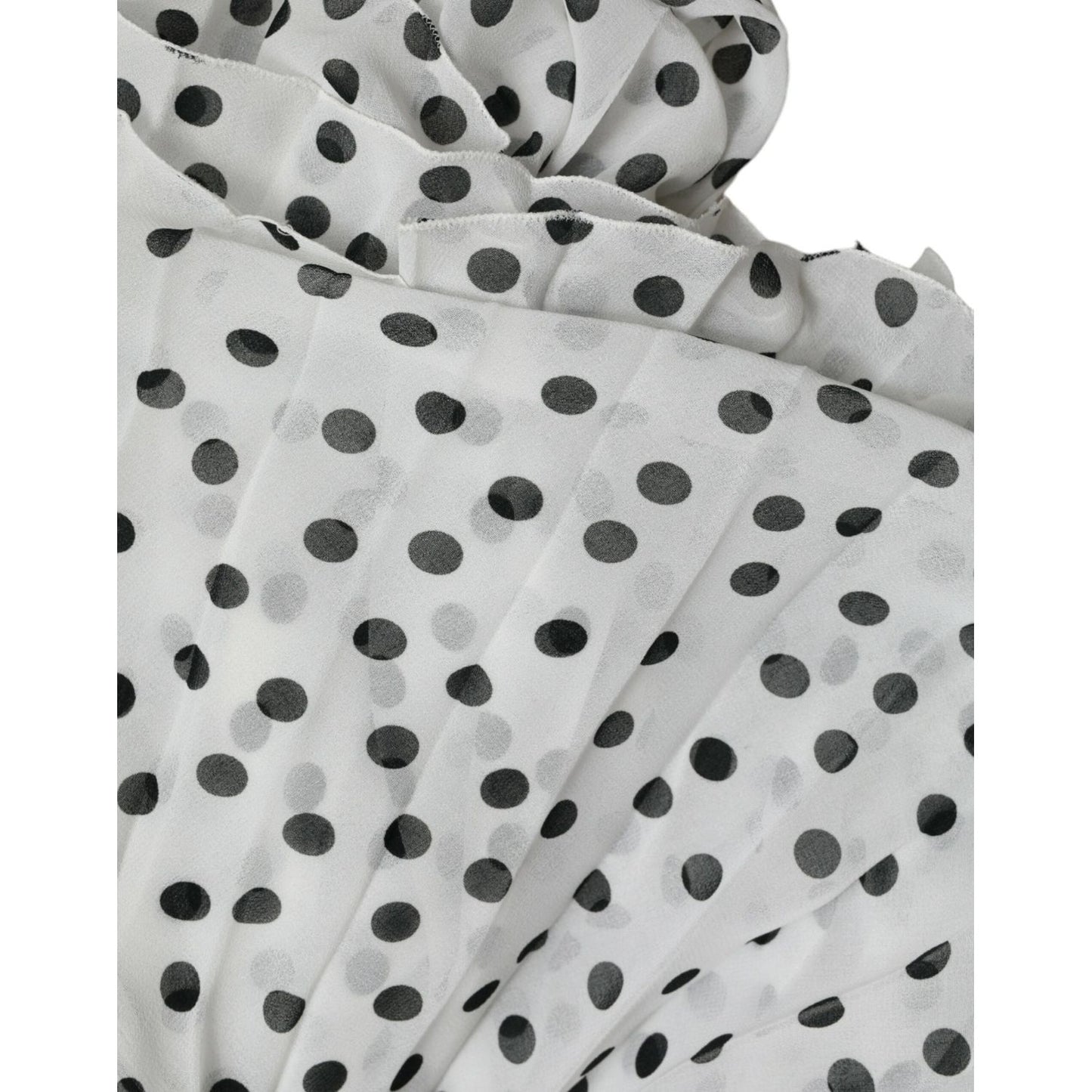 Dolce & Gabbana White Polka Dot A-line Pleated Maxi Dress Dolce & Gabbana