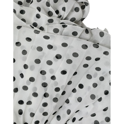 Dolce & Gabbana White Polka Dot A-line Pleated Maxi Dress Dolce & Gabbana