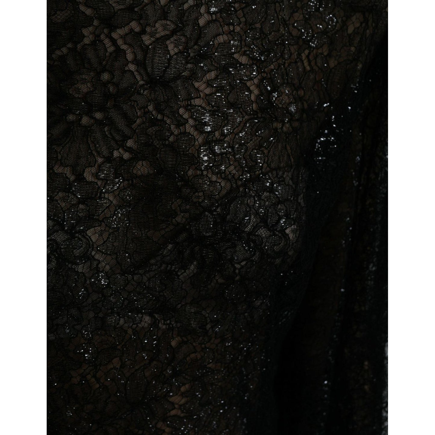 Dolce & Gabbana Black Floral Lace Sheer A-line Midi Dress Dolce & Gabbana