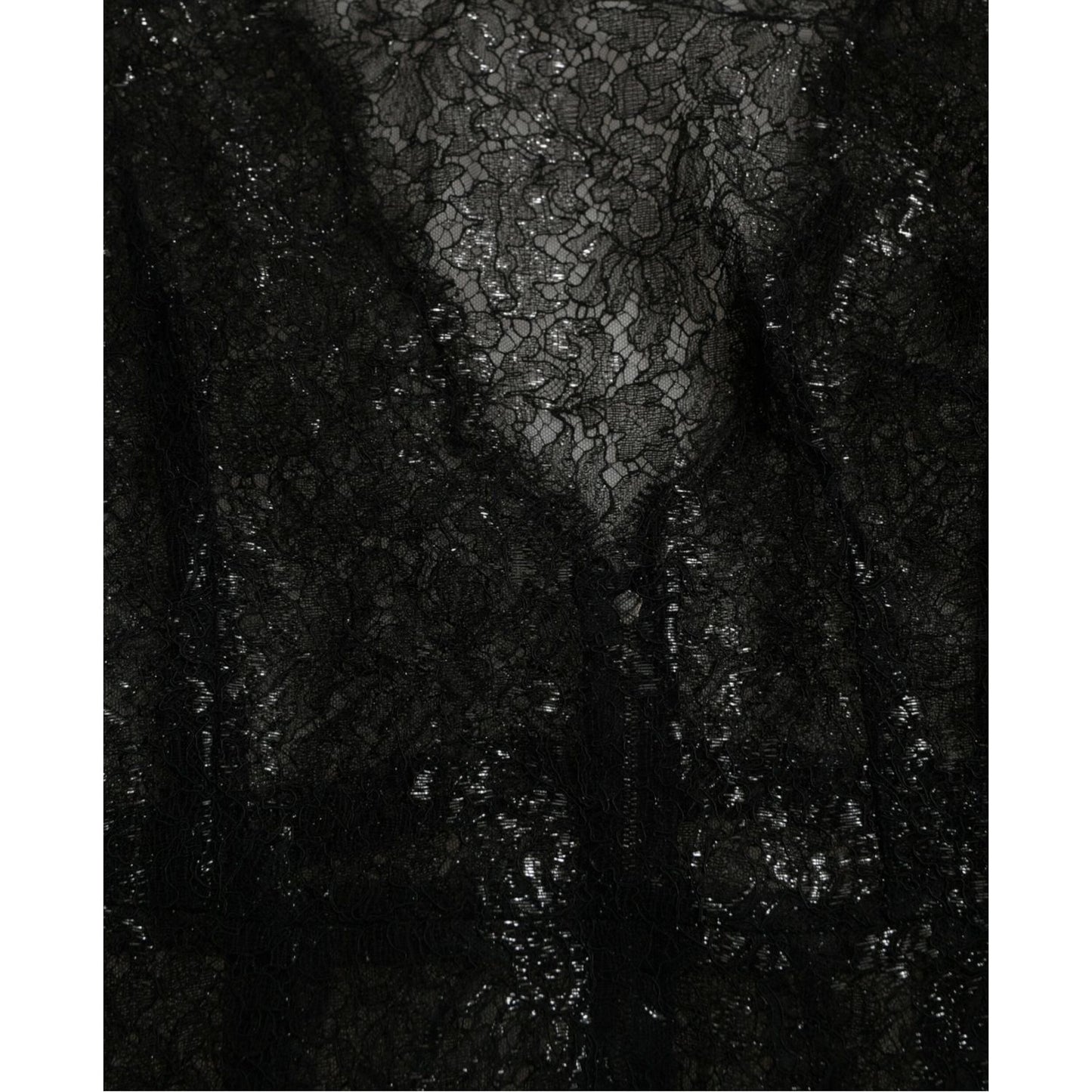 Dolce & Gabbana Black Floral Lace Sheer A-line Midi Dress Dolce & Gabbana