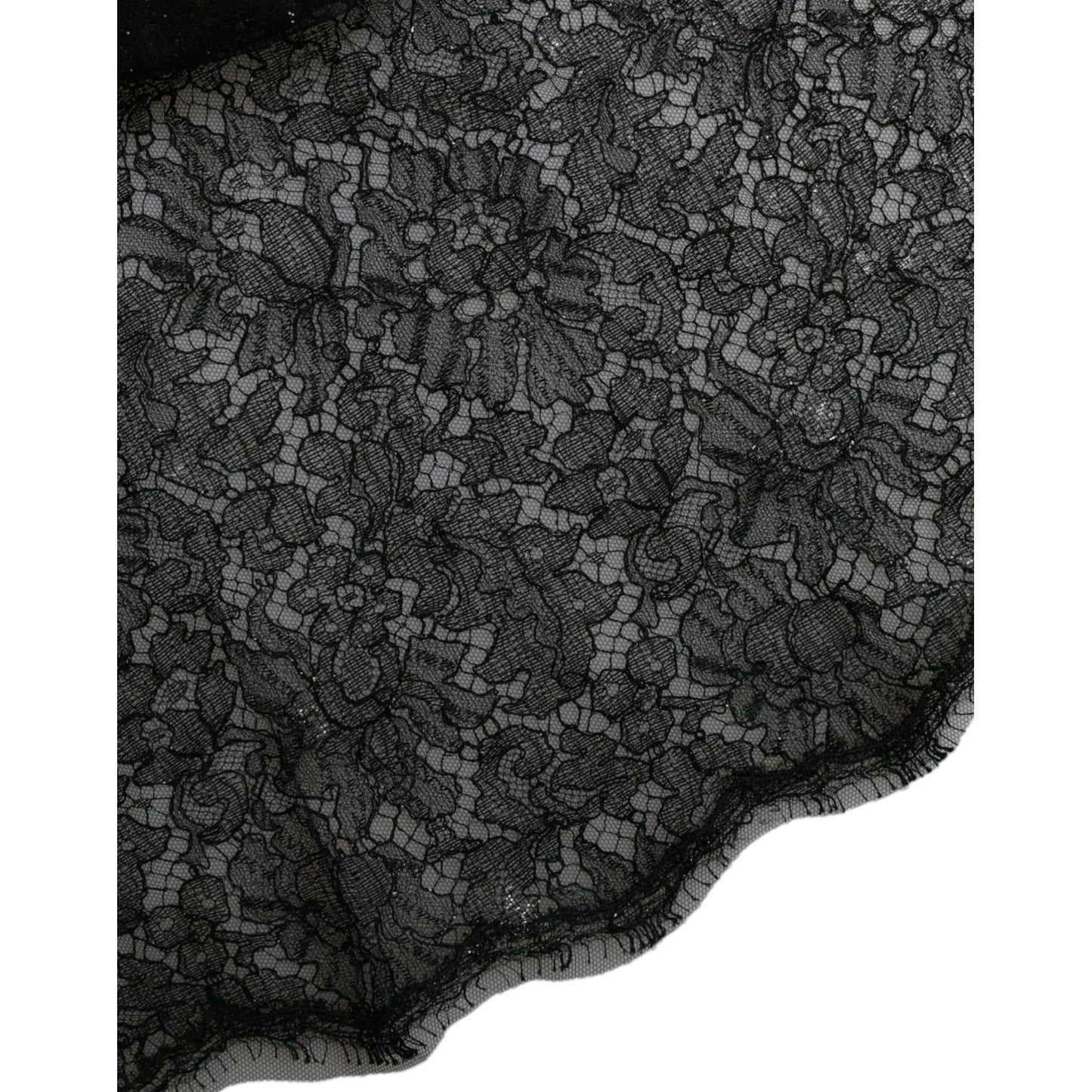 Dolce & Gabbana Black Floral Lace Sheer A-line Midi Dress Dolce & Gabbana