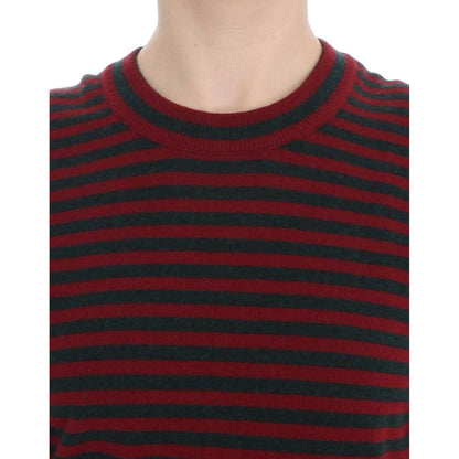 Dolce & Gabbana Red Gray Cashmere Short Sleeve Sweater