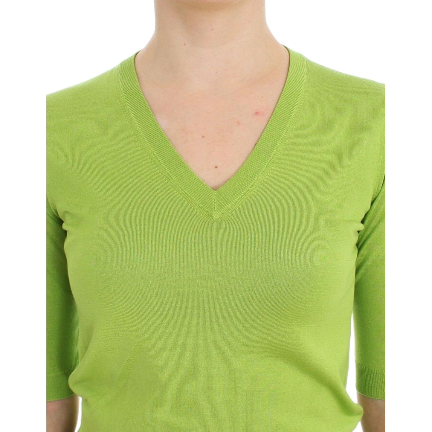 Emerald Green Wool V-Neck Pullover