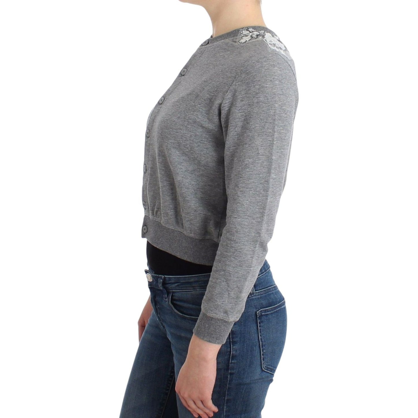 Ermanno Scervino Lingerie Gray Lace Sweater Cardigan Top