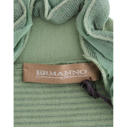 Ermanno Scervino Green Wool Blend Striped Long Sleeve Sweater
