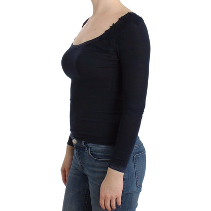 Ermanno Scervino Lingerie Blue Top Blouse Jumper Lace Rayon