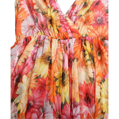 Dolce & Gabbana Multicolor Sunflower Print Silk Midi Dress Dolce & Gabbana