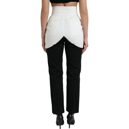 Dolce & Gabbana Black White Cotton Cut Out Waist Tapered Pants Dolce & Gabbana