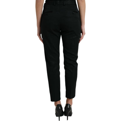 Dolce & Gabbana Black Wool High Waist Cropped Tapered Pants Dolce & Gabbana