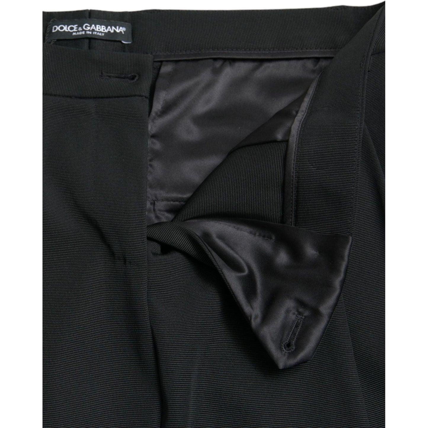 Dolce & Gabbana Black Wool High Waist Cropped Tapered Pants Dolce & Gabbana