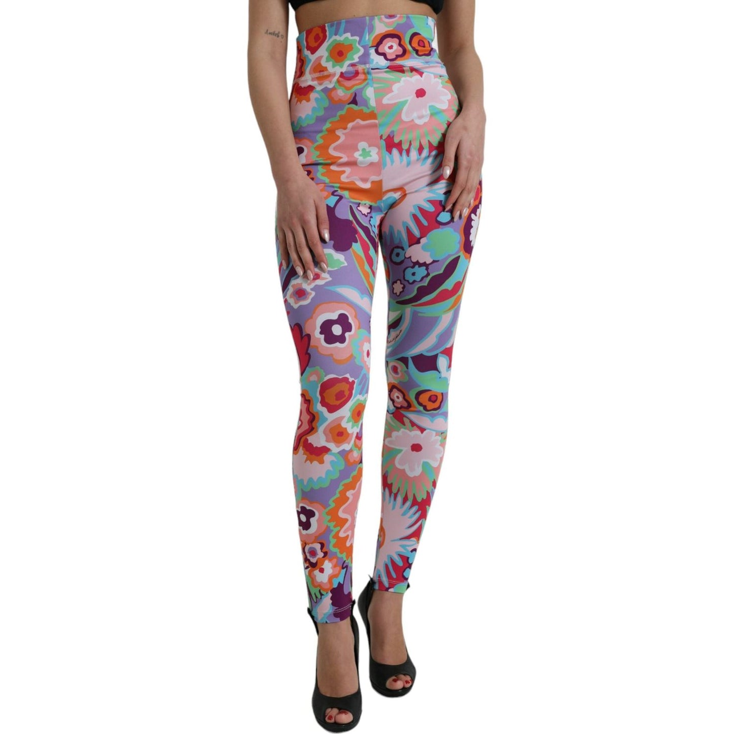 Dolce & Gabbana Multicolor Floral High Waist Leggings Pants Dolce & Gabbana