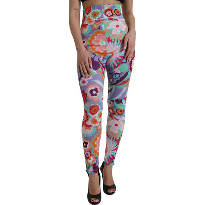 Dolce & Gabbana Multicolor Floral High Waist Leggings Pants Dolce & Gabbana