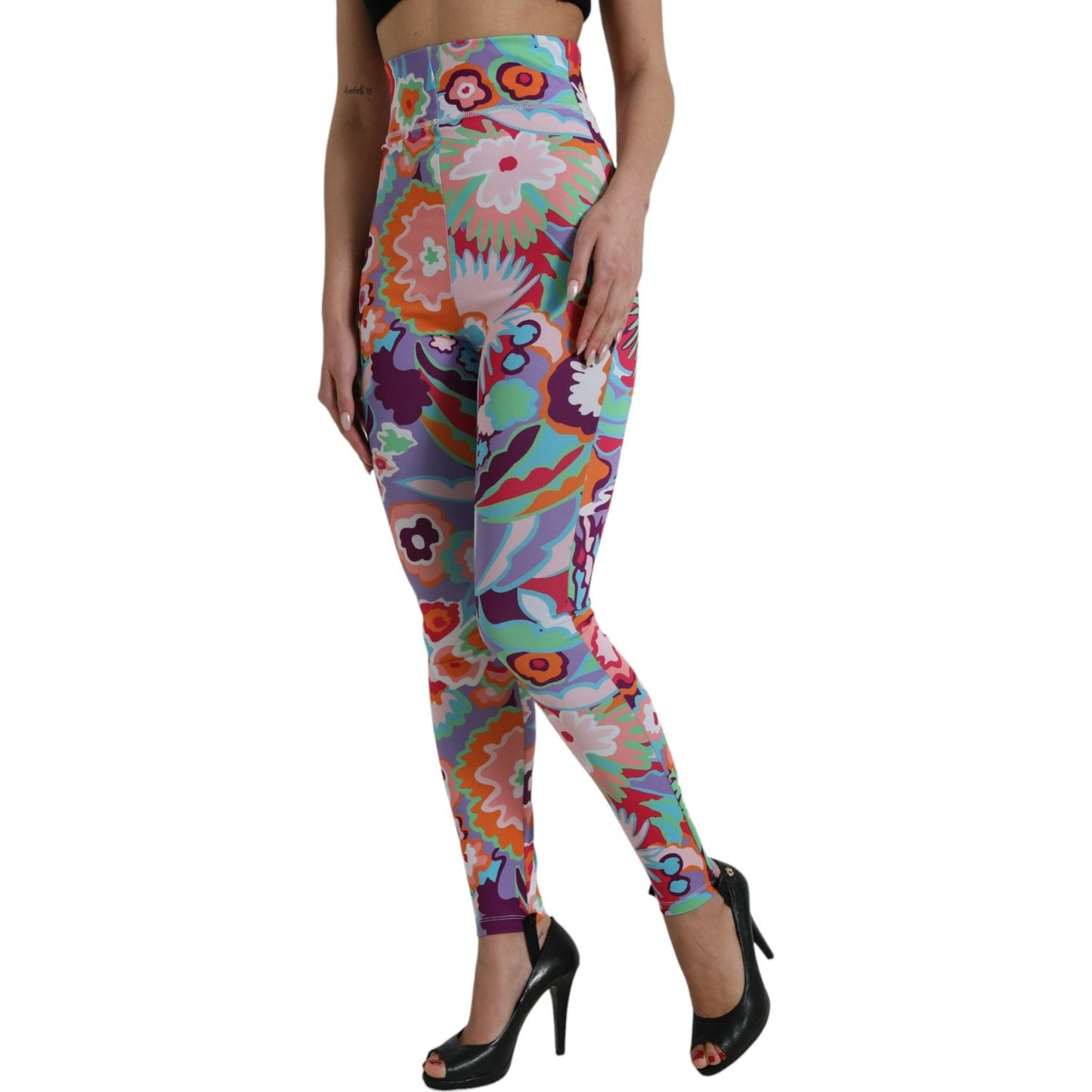 Dolce & Gabbana Multicolor Floral High Waist Leggings Pants Dolce & Gabbana