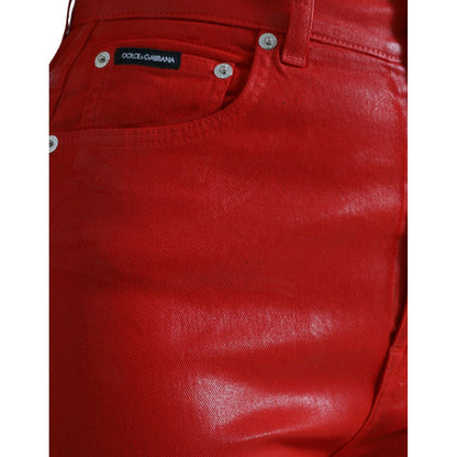 Dolce & Gabbana Red Cotton High Waist Skinny Denim Jeans Dolce & Gabbana