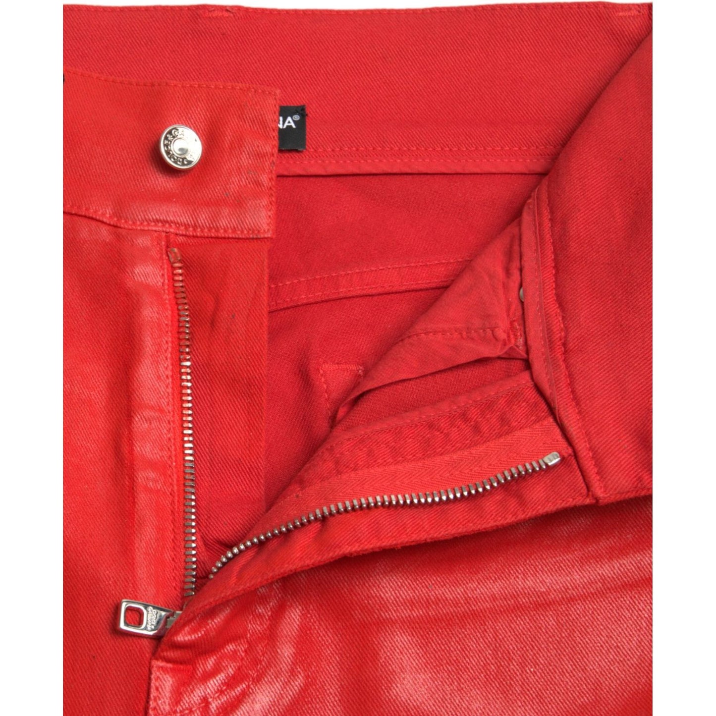 Dolce & Gabbana Red Cotton High Waist Skinny Denim Jeans Dolce & Gabbana