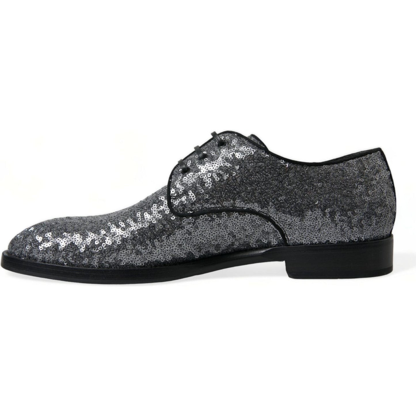 Dolce & Gabbana Silver Sequined Lace Up Men Derby Dress Shoes Dolce & Gabbana