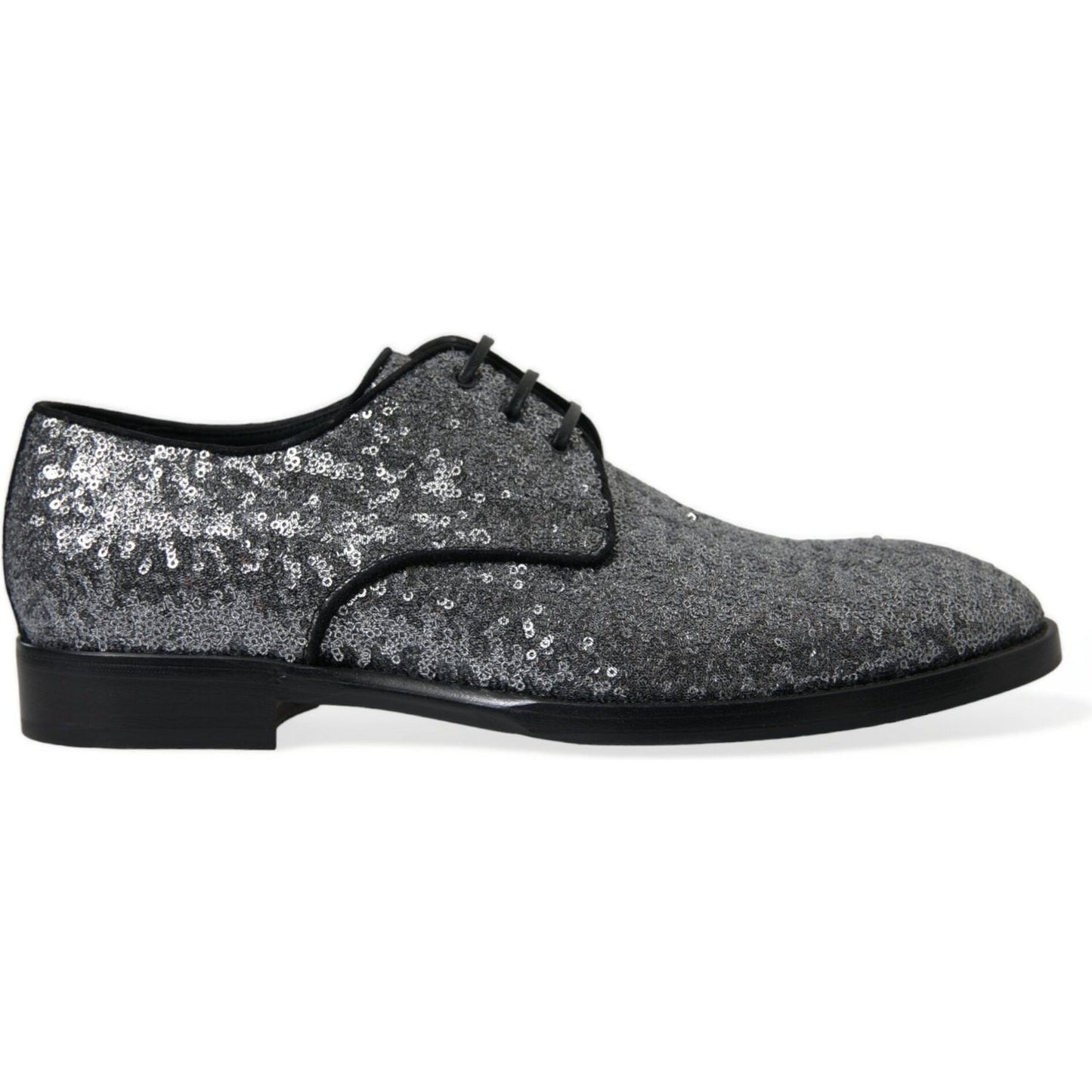 Dolce & Gabbana Silver Sequined Lace Up Men Derby Dress Shoes Dolce & Gabbana